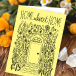 Congratulations New Home Garden Door Custom Card<br><div class="desc">Available as a digital download to quickly email and save on postage. Sweet drawing of a front door and garden to congratulate someone on their new house or welcome them to the neighbourhood! Click on “Personalize” above to edit the text. Then click "edit using design tool" to adjust the fonts,...</div>