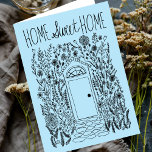 Congratulations New Home Garden Door Custom Card<br><div class="desc">Available as a digital download to quickly email and save on postage. Sweet drawing of a front door and garden to congratulate someone on their new house or welcome them to the neighbourhood! Click on “Personalize” above to edit the text. Then click "edit using design tool" to adjust the fonts,...</div>