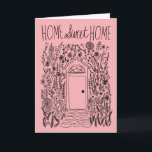 Congratulations New Home Garden Door Custom Card<br><div class="desc">Available as a digital download to quickly email and save on postage. Sweet drawing of a front door and garden to congratulate someone on their new house or welcome them to the neighbourhood! Click on “Personalize” above to edit the text. Then click "edit using design tool" to adjust the fonts,...</div>