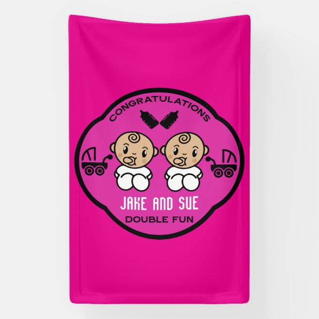 Congratulations New Parents Of Twins Banner (Vertical)