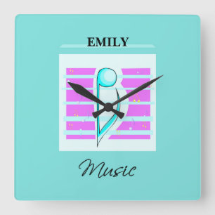 Congratulations Note, Musical Performance Square Wall Clock