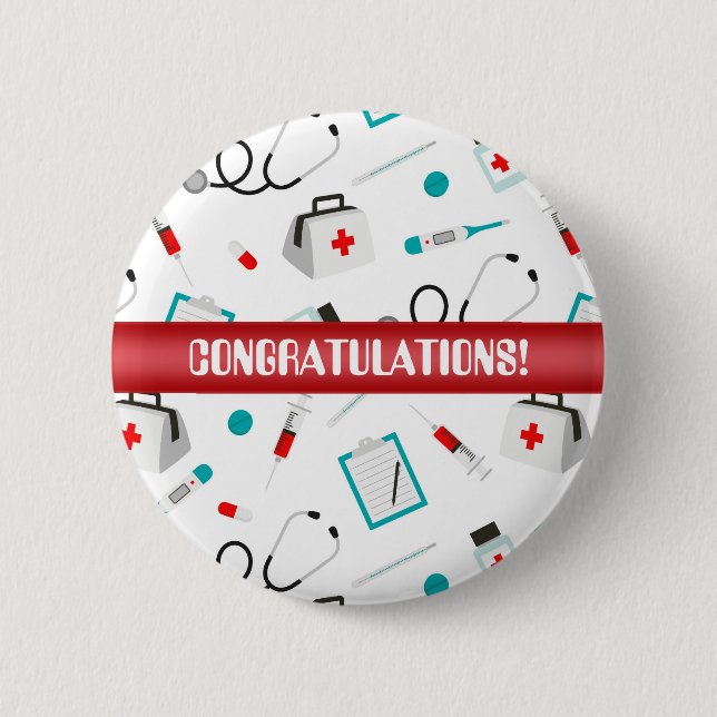 Congratulations Nurse equipment party button (Front)