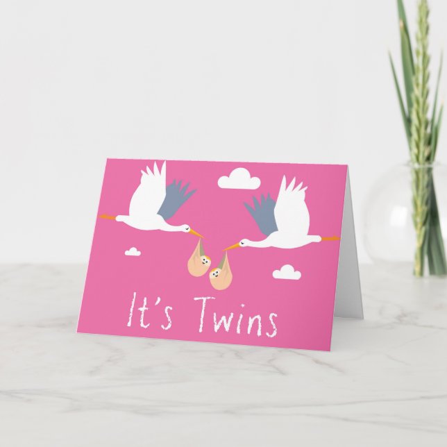 Congratulations of the Birth Card (Girl Twins) (Front)