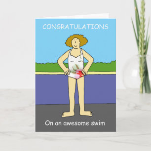 Congratulations on Awesome Swim for Her Card