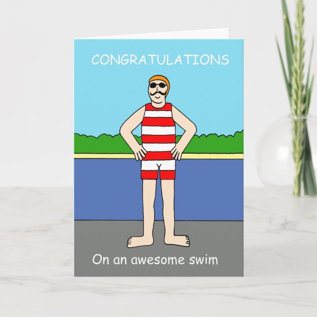 Congratulations on Awesome Swim for Him Card (Front)