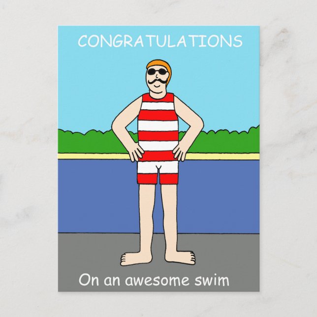 Congratulations on Awesome Swim For Him Postcard (Front)