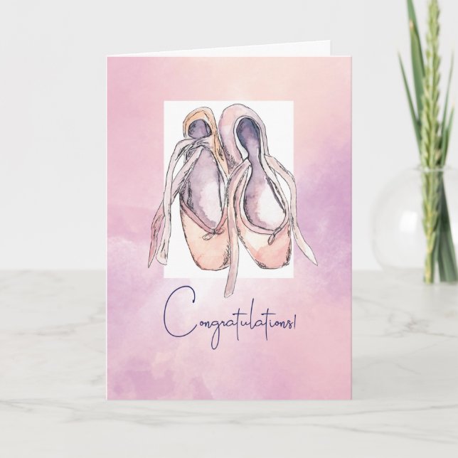 Congratulations on Ballet Performance Watercolor Card (Front)