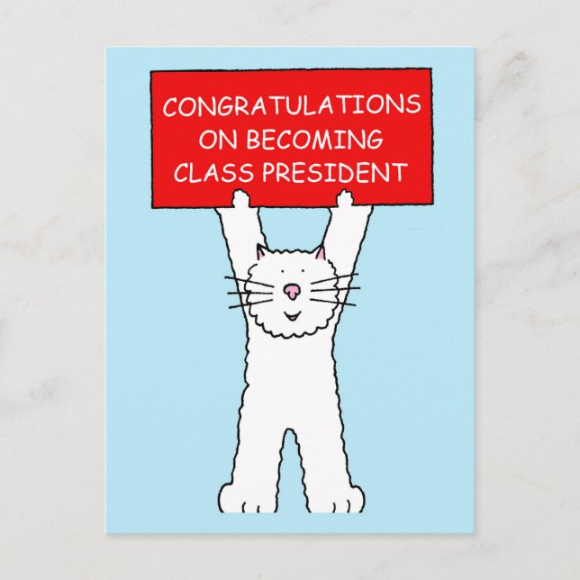 Congratulations on Becoming Class President. Postcard (Front)