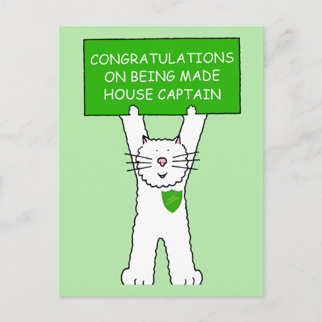Congratulations on Becoming House Captain. Postcard (Front)