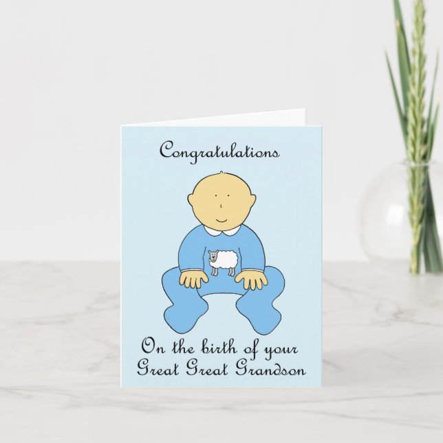 Congratulations on Birth of Great Great Grandson Card (Front)