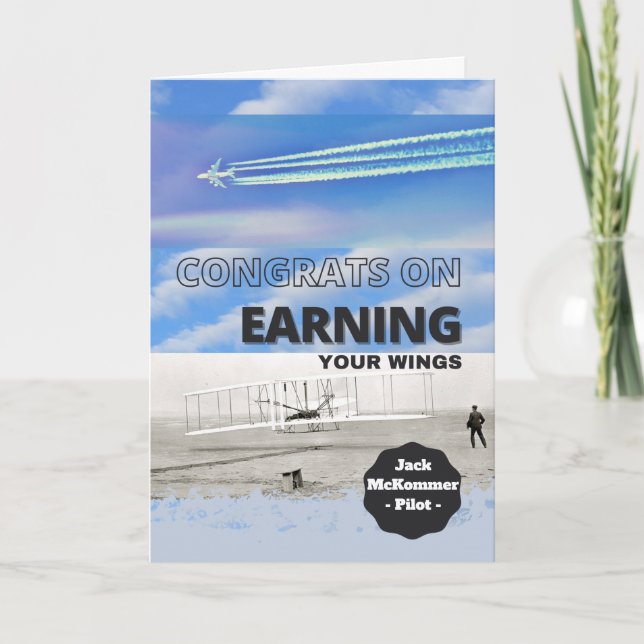 Congratulations on Earning Wings Pilot License Card (Front)