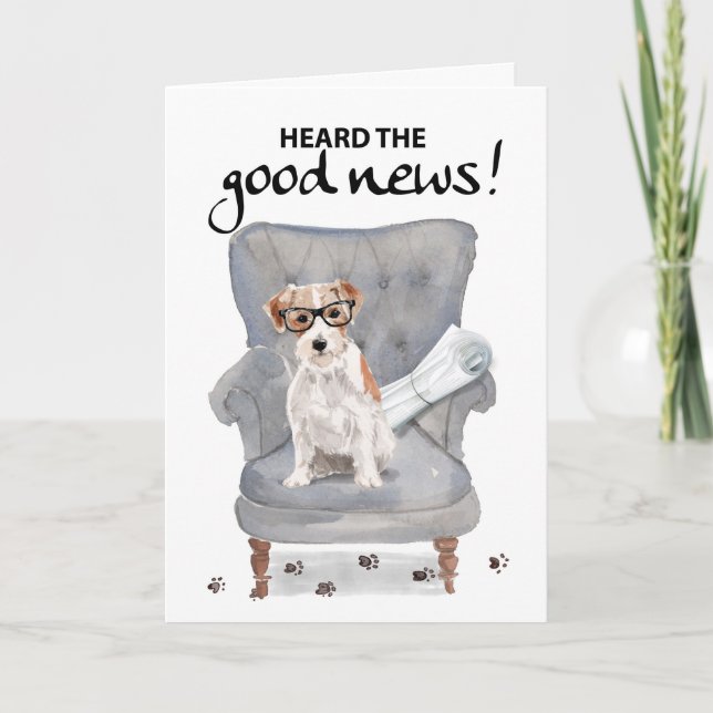 Congratulations on Good News Dog with Newspaper Card (Front)