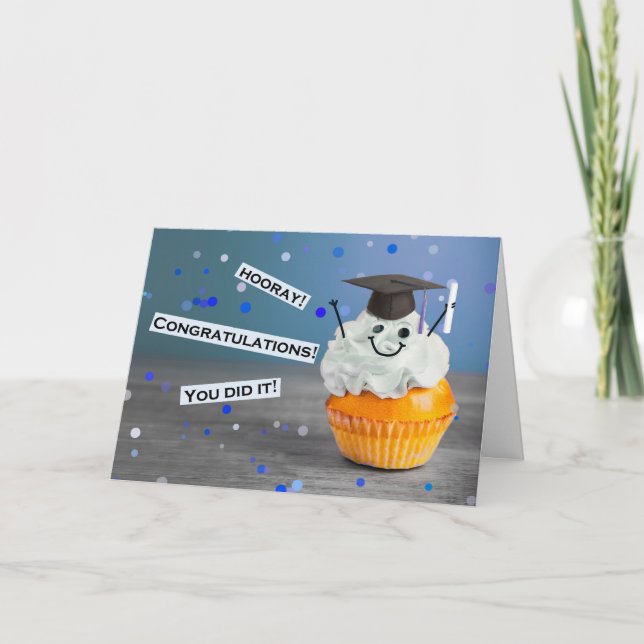 Congratulations on Graduating Cute Cupcake Holiday Card (Front)