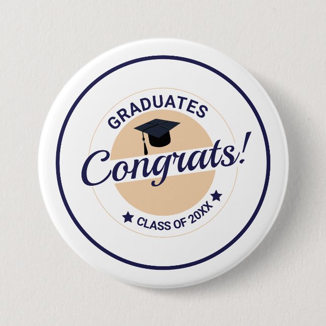 Congratulations on graduation customizable elegant 3 inch round button (Front)