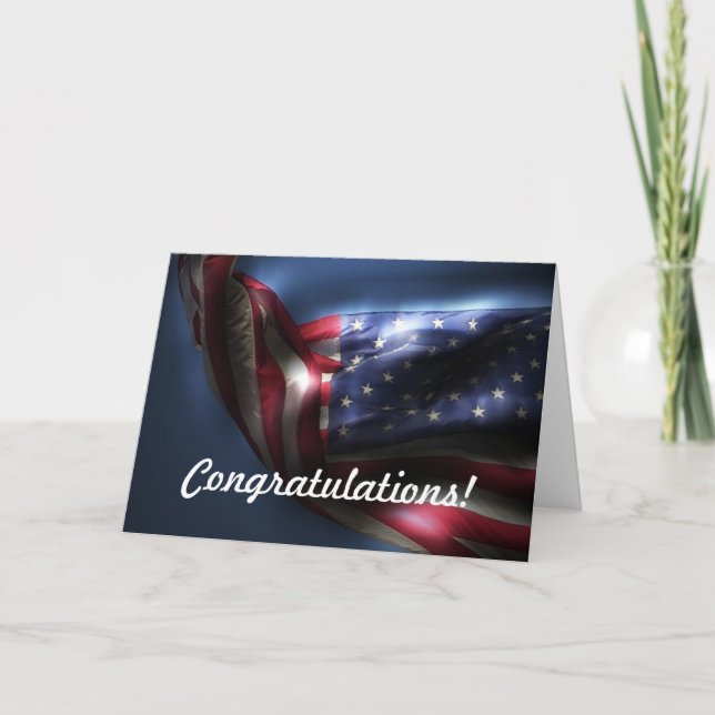 Congratulations on Green Card!-American Flag Card (Front)