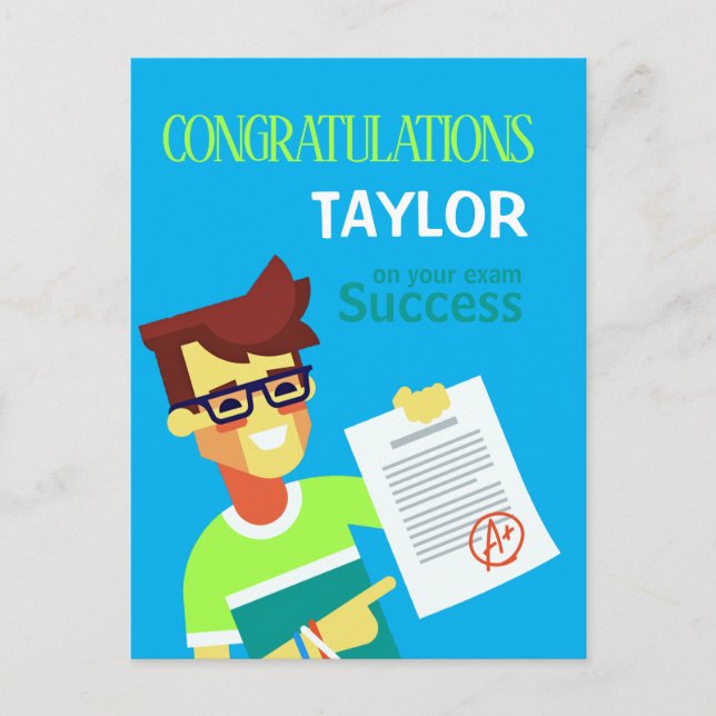 Congratulations on His Exam Success – Customizable Postcard (Front)