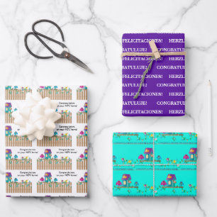 Congratulations on New Home Birds Moving in Home Wrapping Paper Sheet