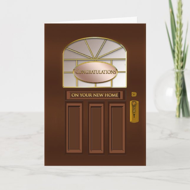 Congratulations on New Home - Brown Entrance Door Card (Front)