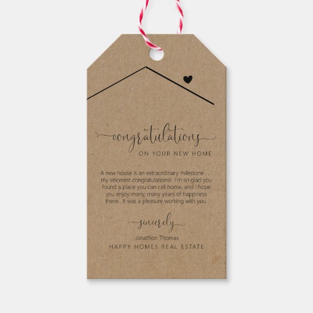 Congratulations on New Home Realtor Gift Tag (Front)