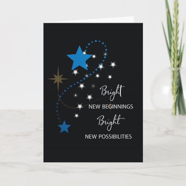 Congratulations on New Job Blue Star on Black Card (Front)