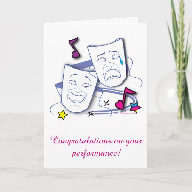 Congratulations on Play: Comedy and Tragedy Masks Card (Front)