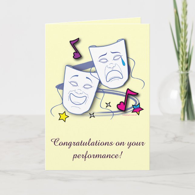 Congratulations on Play: Comedy and Tragedy Masks Card (Front)