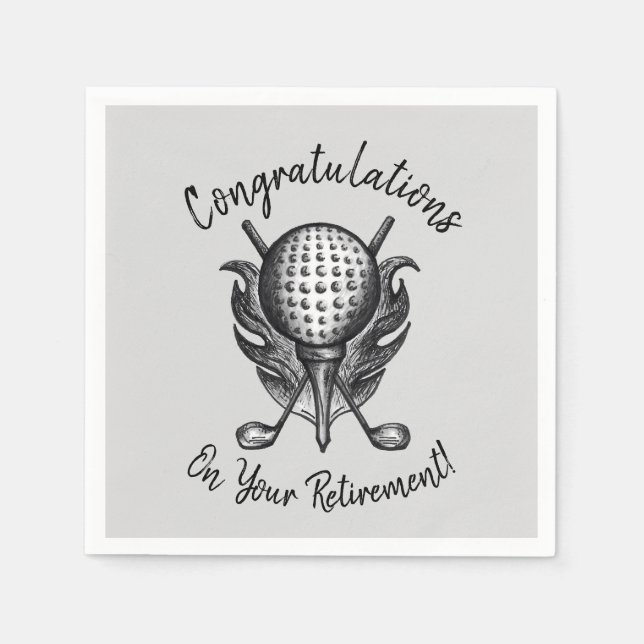 Congratulations on Retirement Golf Ball Tee Clubs Napkin (Front)