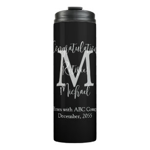 Congratulations on Retirement Monogram Name Black Thermal Tumbler