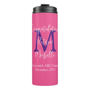 Congratulations on Retirement Monogram Name Pink Thermal Tumbler