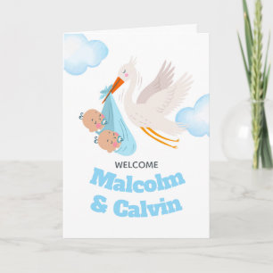 Congratulations on Twin Boys Stork Bundle Card