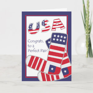 Congratulations on Wedding, Patriotic Socks Card