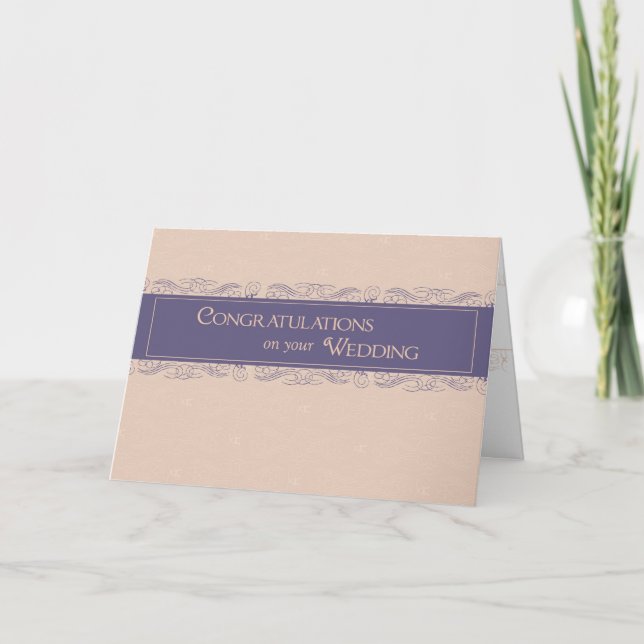 Congratulations on Wedding, Plum and Peach Colours Card (Front)