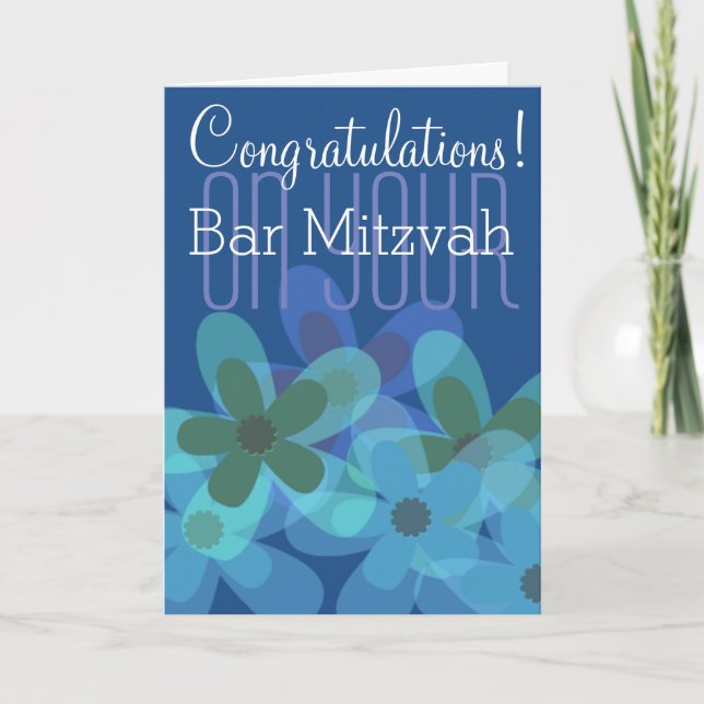 Congratulations on your Bar Mitzvah floral Card (Front)