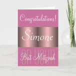 Congratulations on your Bat Mitzvah Card<br><div class="desc">Congratulations on your Bat Mitzvah Mazel Tov pink greeting card by DatesduJour.</div>