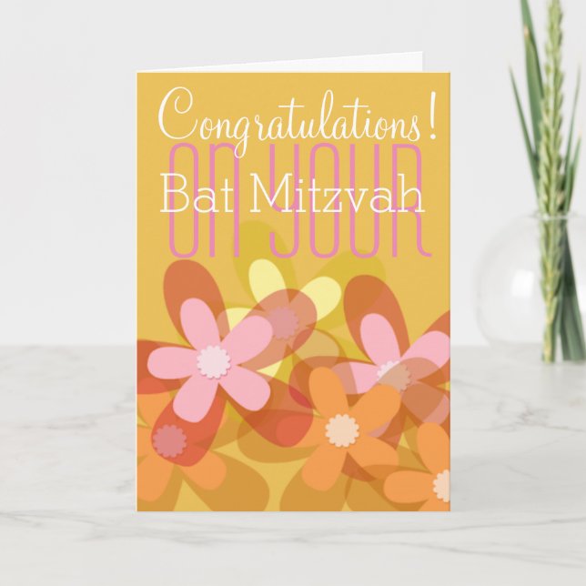 Congratulations on your Bat Mitzvah floral Card (Front)