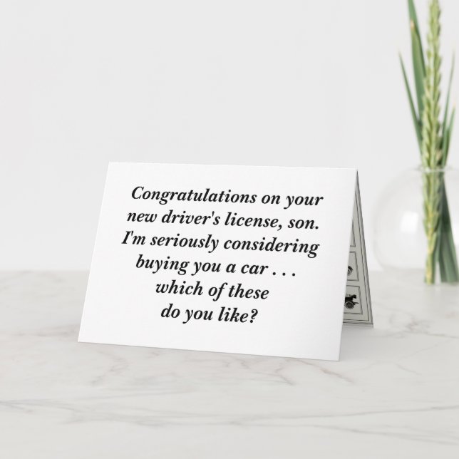 Congratulations on your driver's license! card (Front)