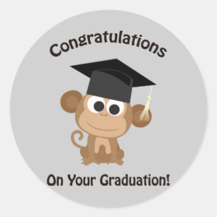 congratulations on your graduation monkey classic round sticker