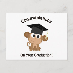 congratulations on your graduation monkey postcard