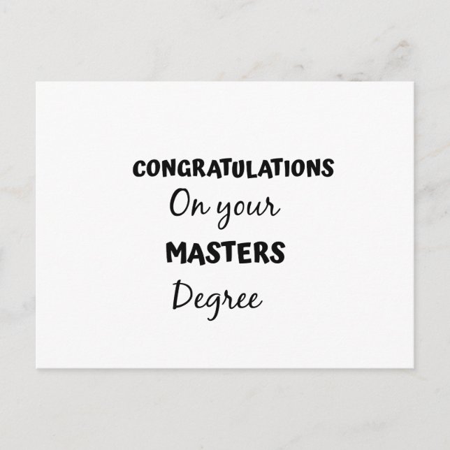 congratulations on your masters degree postcard (Front)