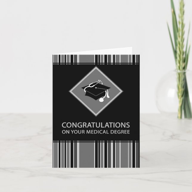 congratulations on your medical degree : striped card (Front)