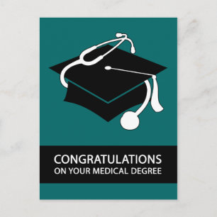 congratulations on your medical degree : teal postcard