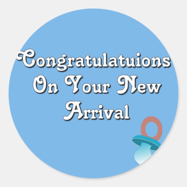 Congratulations On Your New Arrival Classic Round Sticker (Front)