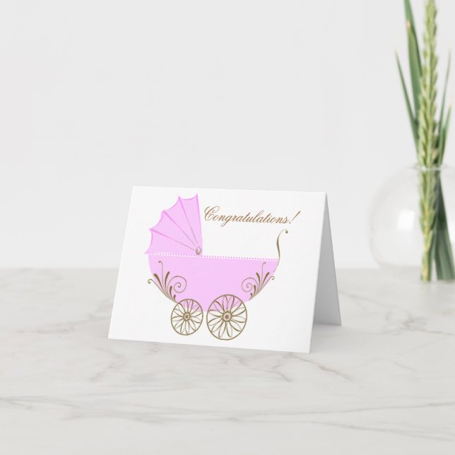 Congratulations on your new baby girl greeting car card (Front)