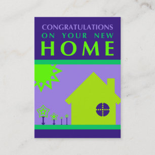 congratulations on your new home (purple shapes) referral card