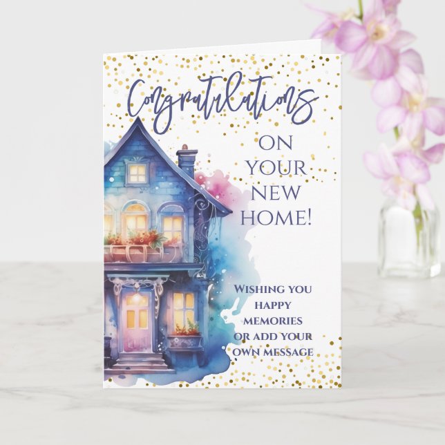 Congratulations On Your New Home Watercolor Card (Orchid)