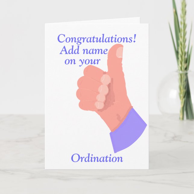 Congratulations on your Ordination customize Card (Front)