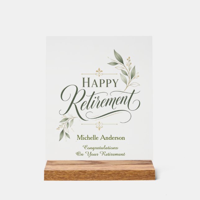Congratulations On Your Retirement Personalized  Acrylic Sign (Front)