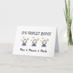 Congratulations On Your Triplet Boys, Custom Card