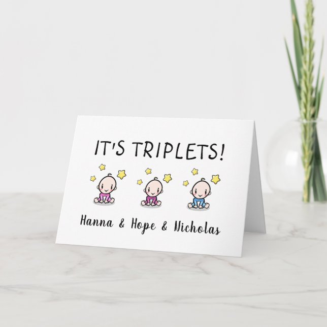 Congratulations On Your Triplets, Custom  Card (Front)