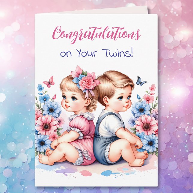 Congratulations on your Twin Boy and Girl Card (Creator Uploaded)